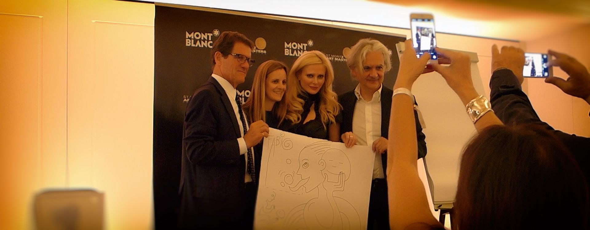 SAM 2015 Montblanc night , Fabio Capello, Violante Avogadro di Vigliano Pr Director Di Montblanc, Audrey Tritto, Maia Guarnaccia